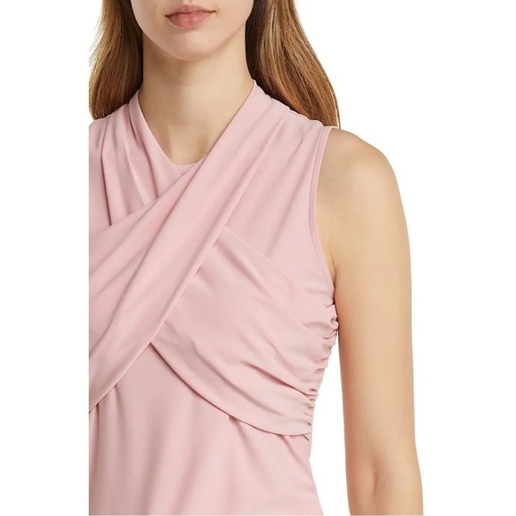 NWT Halogen Pink Bride Sleeveless Keyhole Back Crossover Stretch Tank Top Size L - Picture 9 of 9